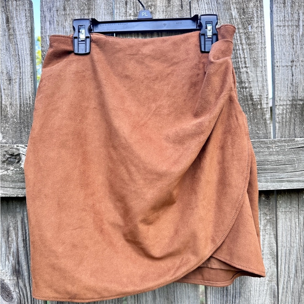 Brown Mini Wrap Skirt for Resort Wear